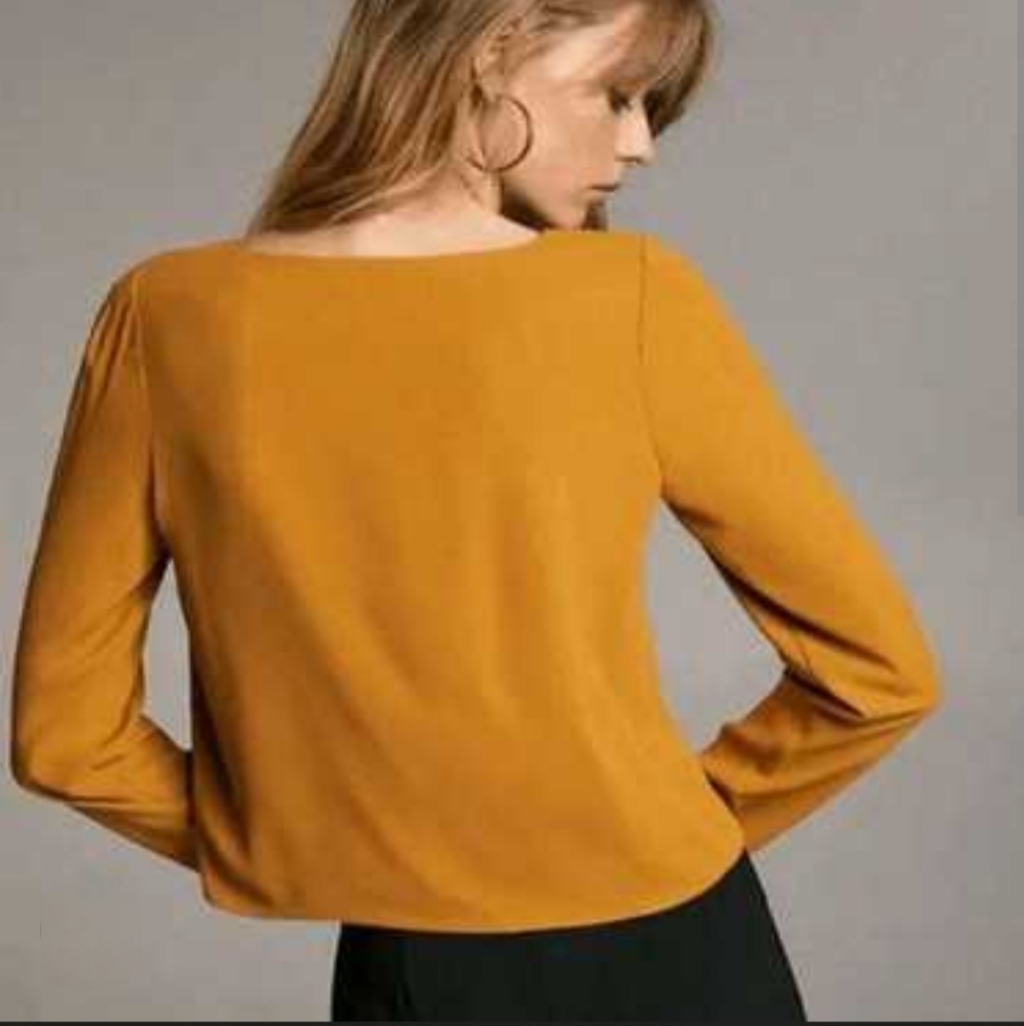 Babaton Chartreuse Yellow V-Neck Blouse (Small)